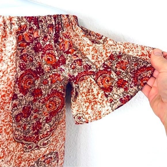 Madewell Silk Off The Shoulder Top In Watercolor Paisley Size XXS - Picture 5 of 9